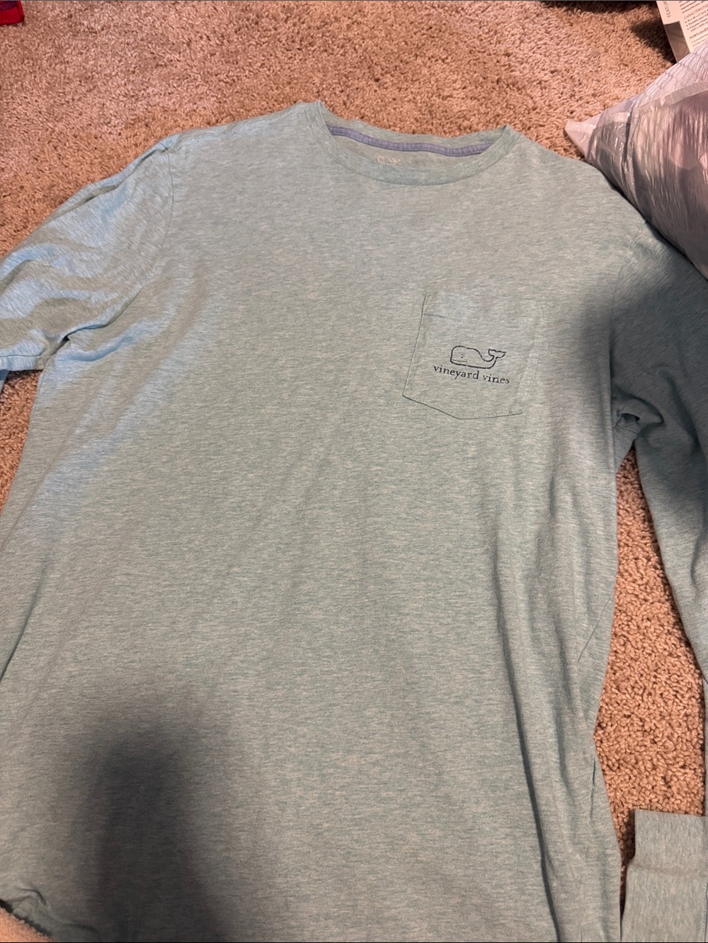 Vineyard Vines Men’s Heather Seafoam Long-Sleeve Pocket Tee